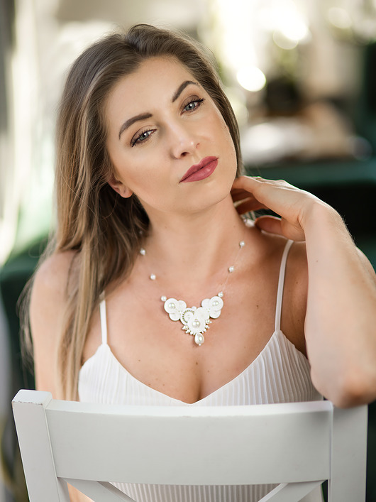 kolie Ślubny naszyjnik soutache z perełkami
