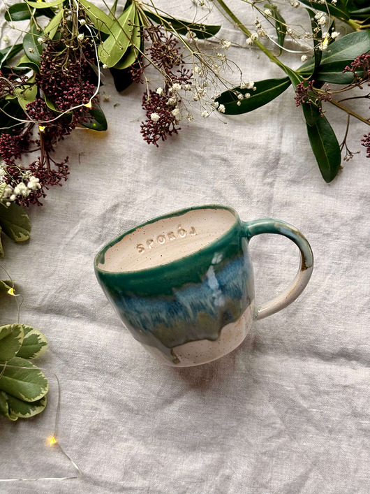 kubki Kubek z napisem "Spokój" 400ml, zieleń