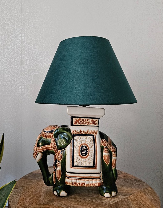 lampy stołowe Lampa ceramiczna słoń