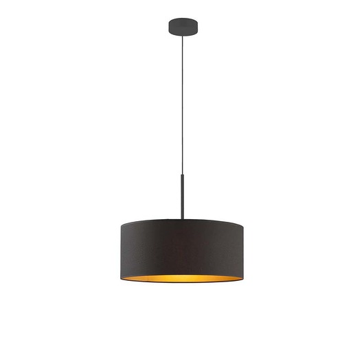 lampy wiszące Czarna lampa wisząc do sypialni w stylu glamour SINTRA GOLD z kloszem 40 cm