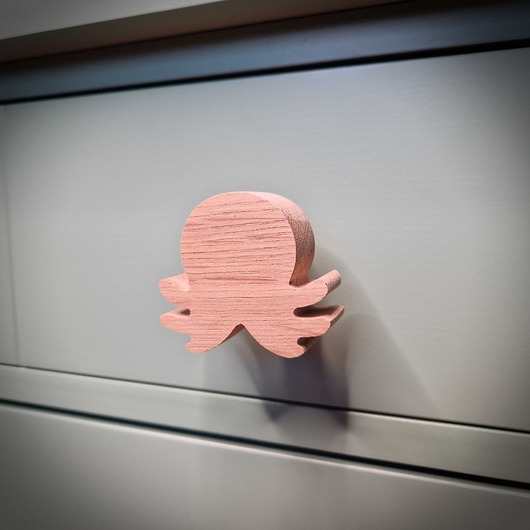 gałki do mebli Drewniane gałki do mebli, z drewna, MORSKIE, ośmiornica