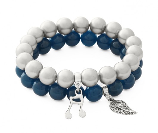 Silver pearl & indygo jade with pendants. Lavoga