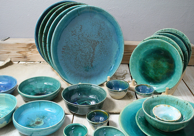 miski i misy talerz turkusowy 28 cm średnica