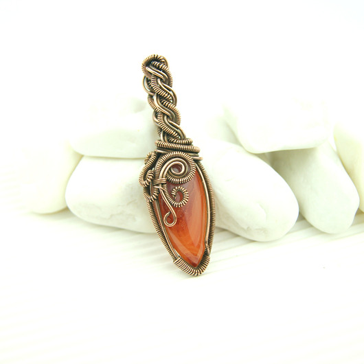 wisiory Wisiorek z karneolem  wire wrapping