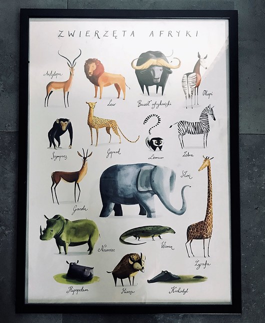 Plakat zwierzęta z Afryki welov