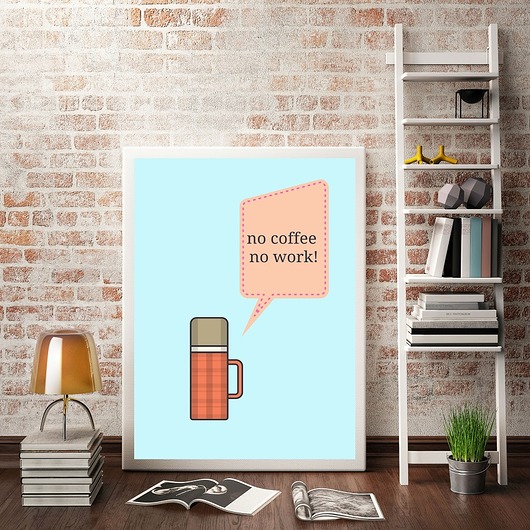 plakat A3 no coffee MUKI design