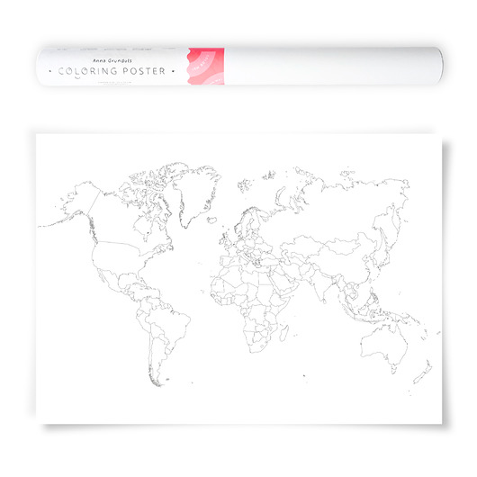 plakaty Konturowa Mapa Świata - Plakat do Kolorowania