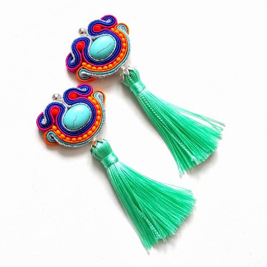 kolczyki soutache Sutaszowe kolczyki MINT