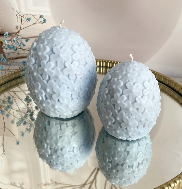 świeczniki i świece Świece ekologiczne sojowe dekoracyjne jajka wielkanocne jasny niebieski