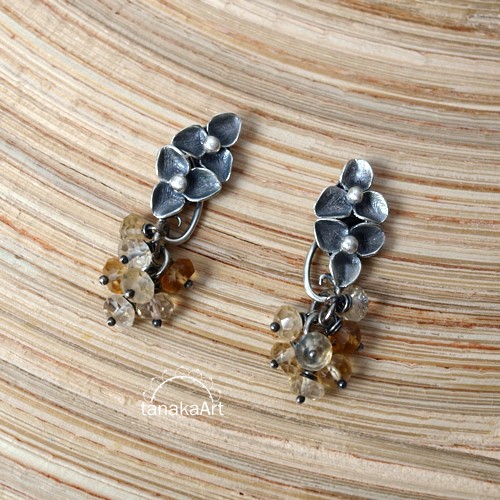 SILVER FLOWERS- sztyfty z cytrynem III tanakaArt