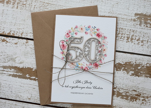 kartki scrapbooking Wyjątkowa personalizowana kartka ręcznie robiona na 50 urodziny