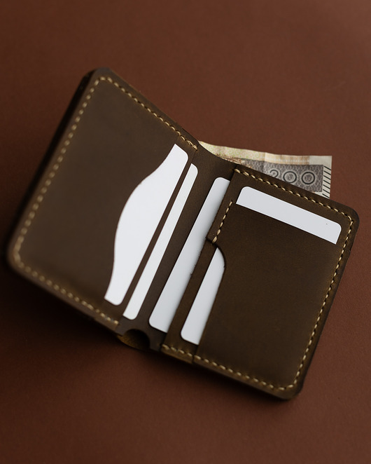 portfele męskie Składany portfel męski - szyty ręcznie BIFOLD