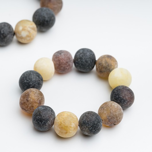 bransoletki z kamieni naturalnych Bransoletka matowa kula bursztyn bałtycki