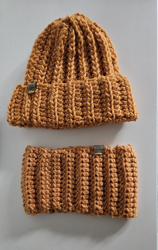 czapki damskie Mandarynkowy Komplet wełniany