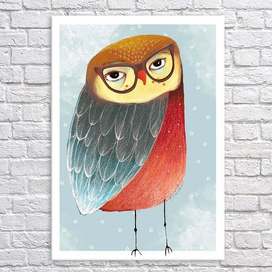 obrazy OBRAZ NA PŁÓTNIE -  50x70cm SOWA