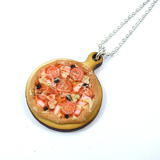 Naszyjnik pizza, z pizzą słodka biżuteria FIMO NATAJKA