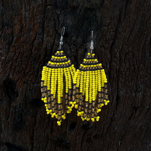 kolczyki soutache Kolorowe afrykańskie kolczyki Yellow Flames