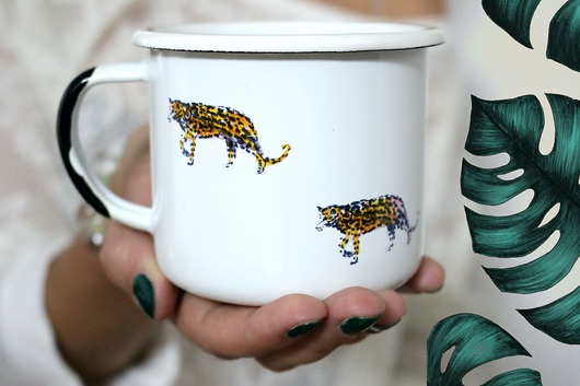 kubki kubek emaliowany JUNGLE WHITE DIXIE LION garnek