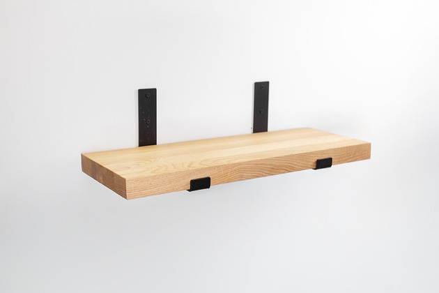 półki Loftowa półka dębowa z czarnymi podpórkami 56x20 cm