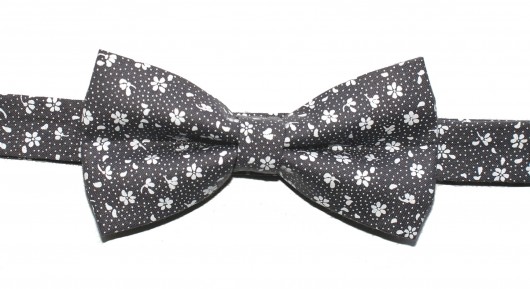 Mucha gotowa bowstyle szara w kwiatki bowstyle