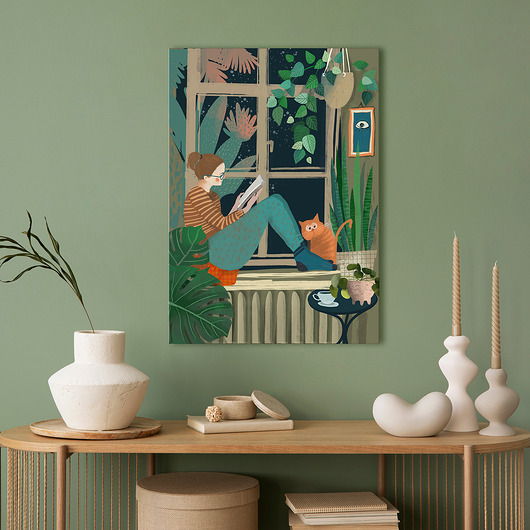 obrazy Obraz na płótnie Wieczór przy oknie 50x70cm