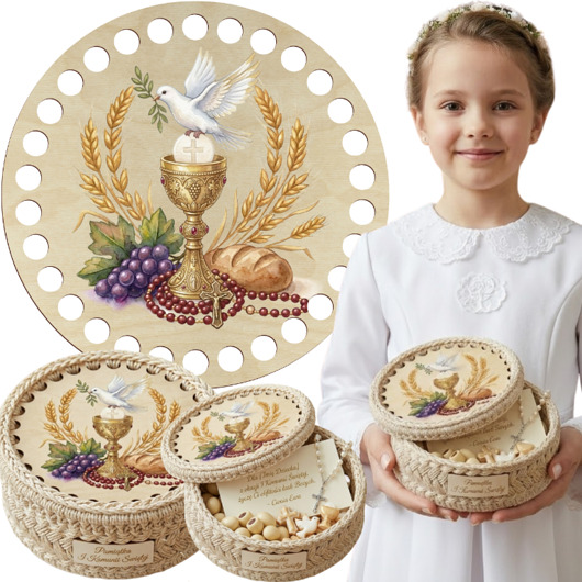 komunia - pozostałe Pamiątka Pierwszej Komunii Świętej Baza Podstawa KOLOROWA Koszyka Pudełka