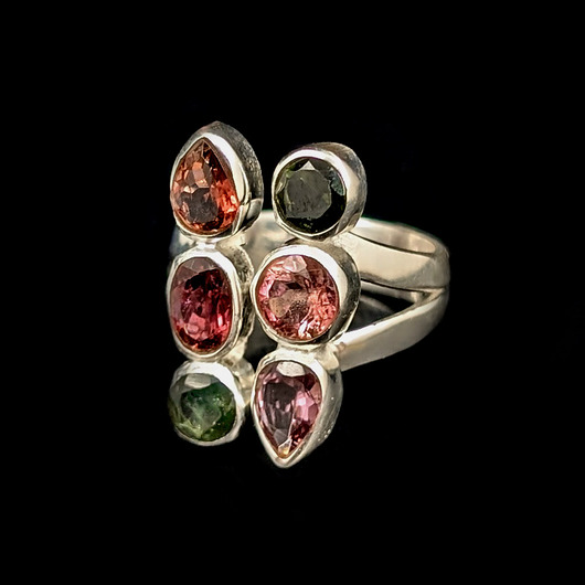 pierścionki srebrne Pierścionek bombonierka- turmaliny