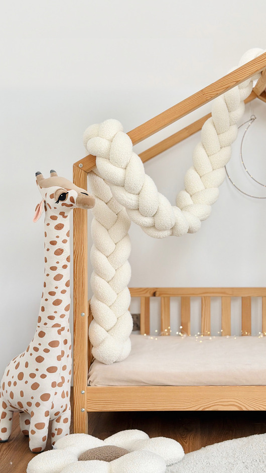 akcesoria do łóżeczek Warkocz do łóżeczka 3 pasma - boucle biały