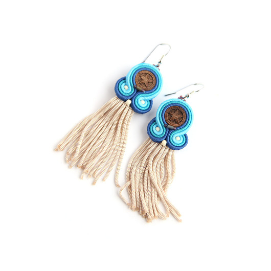 kolczyki soutache Eira S - kolczyki etno, srebro