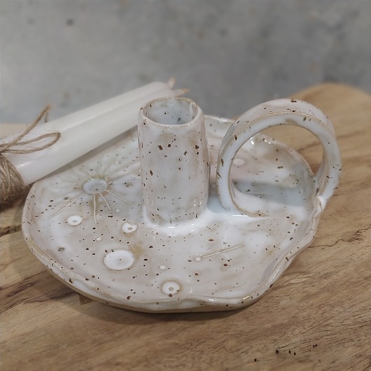 świeczniki i świece Świecznik kaganek ceramiczny,  księżyc w pełni , hand made