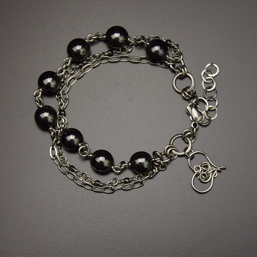 bransoletki wire wrapping Bransoletka serce hematyt wire wrapping