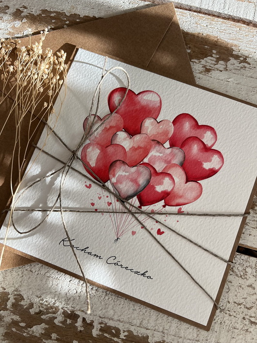 kartki scrapbooking Wyjątkowa kartka na walentynki - walentynka z sercem dla córki