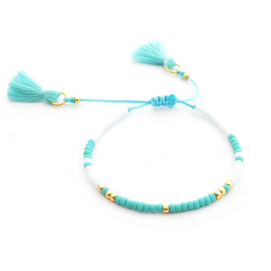 Bransoletka MINIMAL - Turquise And White Ilovehandmade