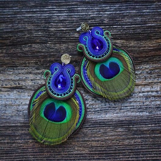 kolczyki soutache Peacock Eye-kolczyki soutache