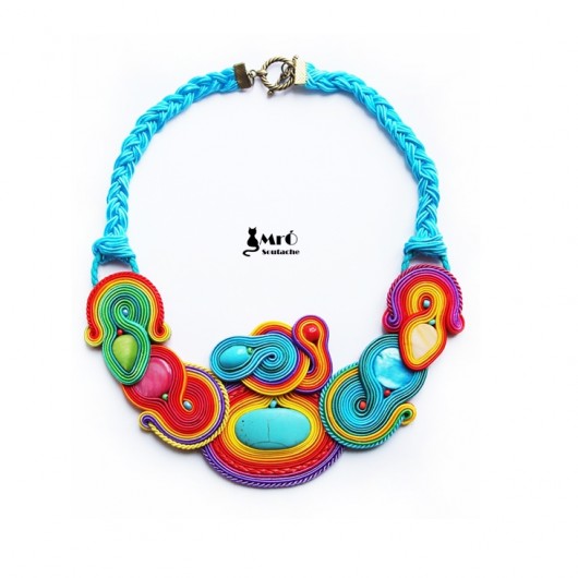 Tęczowy i zjawiskowy naszyjnik sutasz Mró Soutache