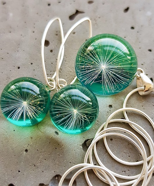 zestaw-dmuchawce w żywicy Grol Jewellery