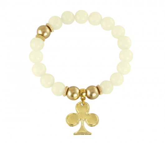Cream jade & gold pearl with club. Lavoga