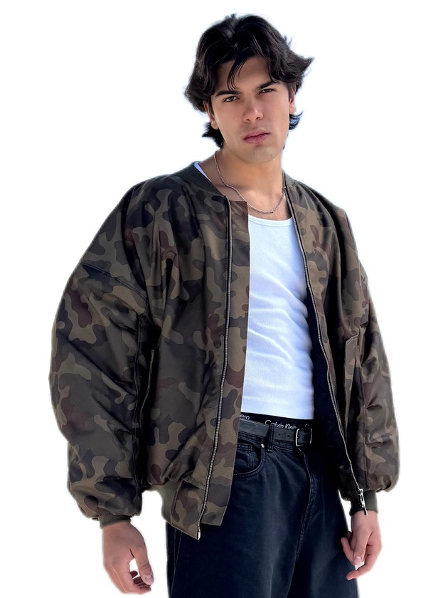 płaszcze i kurtki męskie Kurtka typu bomber oversize camo męska