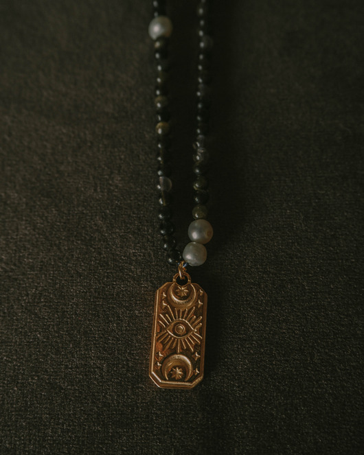 chokery Naszyjnik ze złotego obsydianu z zawieszką