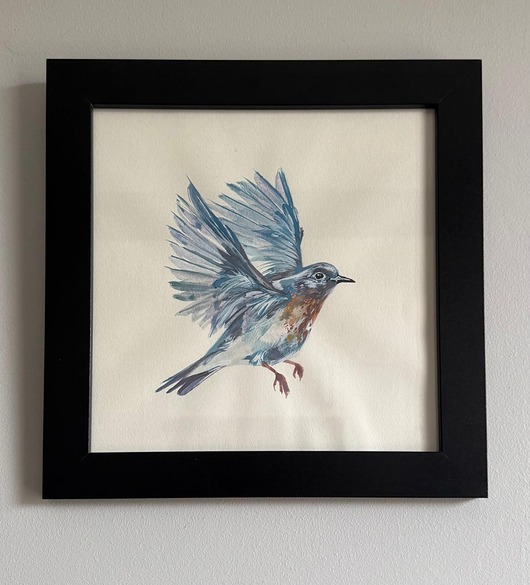 obrazy Ręcznie malowany obrazek "Niebieski ptak"