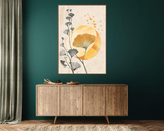 plakaty Liście miłorzębu - Plakat, druk - Chiński Orient, Zen, Wabi Sabi #117