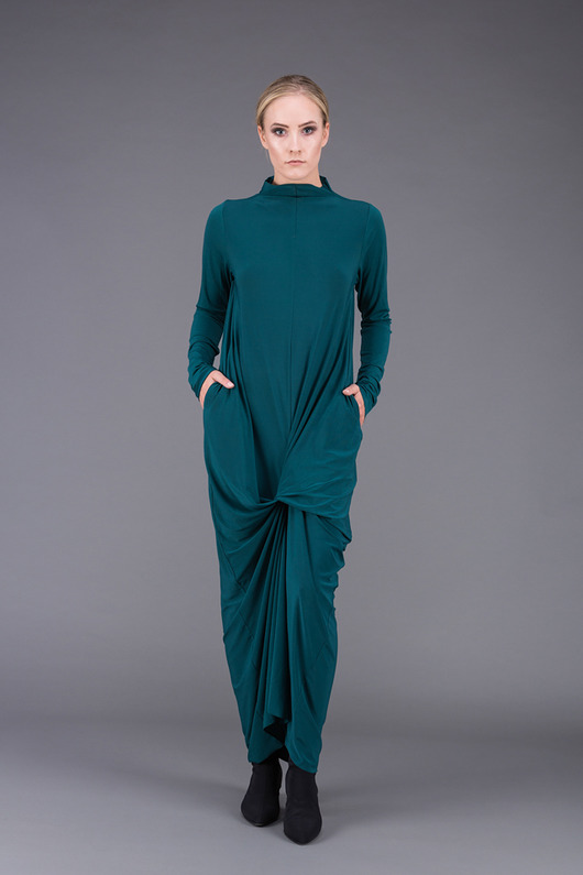 sukienki midi damskie Emerald front knot dressi