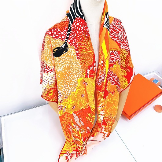 apaszki SZAL SZALIK jedwab Apaszka chusta ZEBRA pomarańczowa