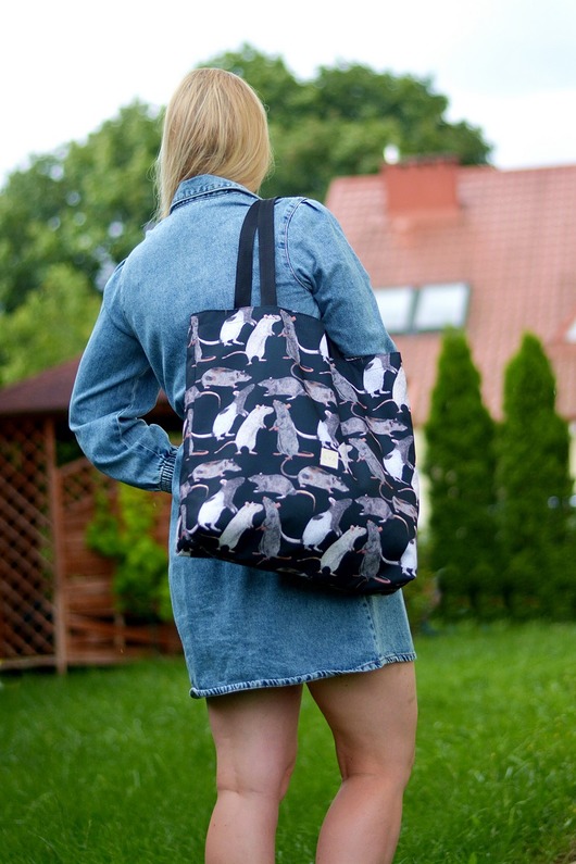 torby na ramię Torba shopper na zakupy wodoodporna zakupowa XXL torba szczury