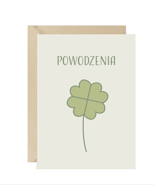 kartki okolicznościowe - wydruki Kartka powodzenia koniczyna eko