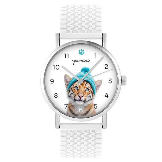 zegarki unisex Zegarek - Tygrys - silikonowy, biały