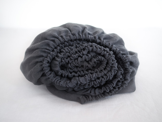 LNIANE prześcieradło do łóżeczka  CHARCOAL so linen!