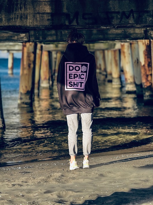 bluza z kapturem damska Bluza Champion Long Black EPIC