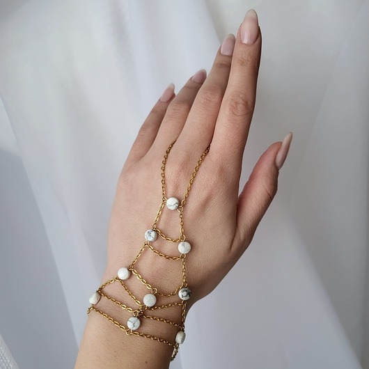 bransoletki z kamieni naturalnych Bransoletka z pierścionkiem Sexy Stones Woman - masa perłowa