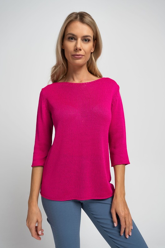 swetry damskie  Gładki sweter w kolorze fuksji